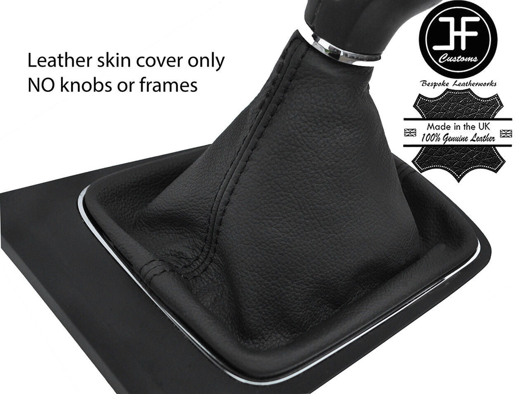 BLACK STITCH TOP GRAIN LEATHER MANUAL GEAR GAITER FITS SEAT LEON MK3 2012-2017