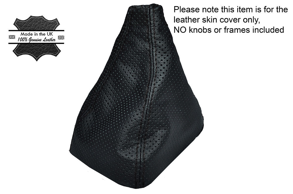 BLACK STITCH PERFORATED LEATHER GEAR GAITER FITS MITSUBISHI SPACE STAR 00-04