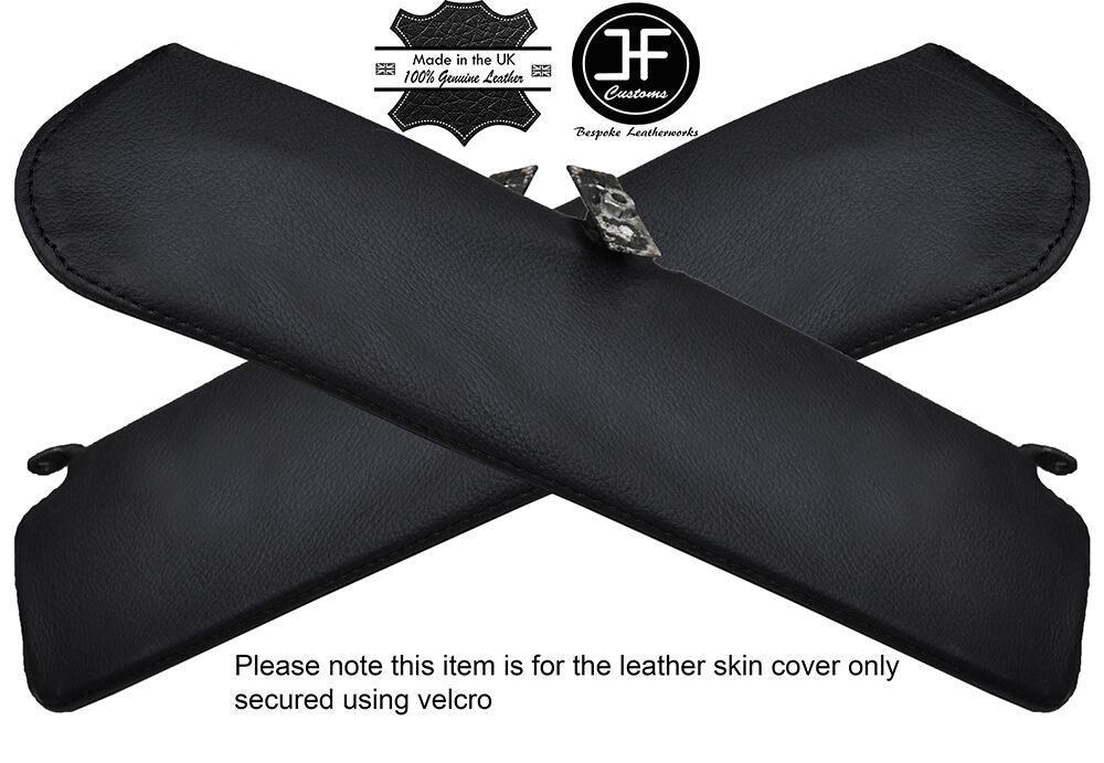 BLACK STITCHING 2X SUN VISORS LEATHER COVERS FITS DELOREAN DMC-12 1981-1983