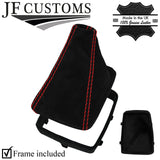 RED STITCH SUEDE MANUAL GEAR GAITER +PLASTIC FRAME FITS AUDI A4 B7 2005-2008