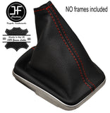 RED STITCHING MANUAL GENUINE LEATHER GEAR GAITER FITS FIAT PUNTO 2012-2016