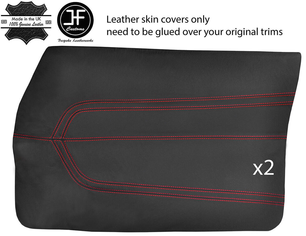 RED STITCH 2X FRONT DOOR CARDS LEATHER COVERS FITS FORD CORTINA MK3 70-76
