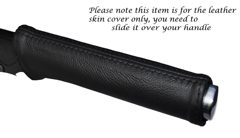 BLACK STITCH HANDBRAKE HANDLE LEATHER SKIN COVER FITS PEUGEOT 208 2012-2015