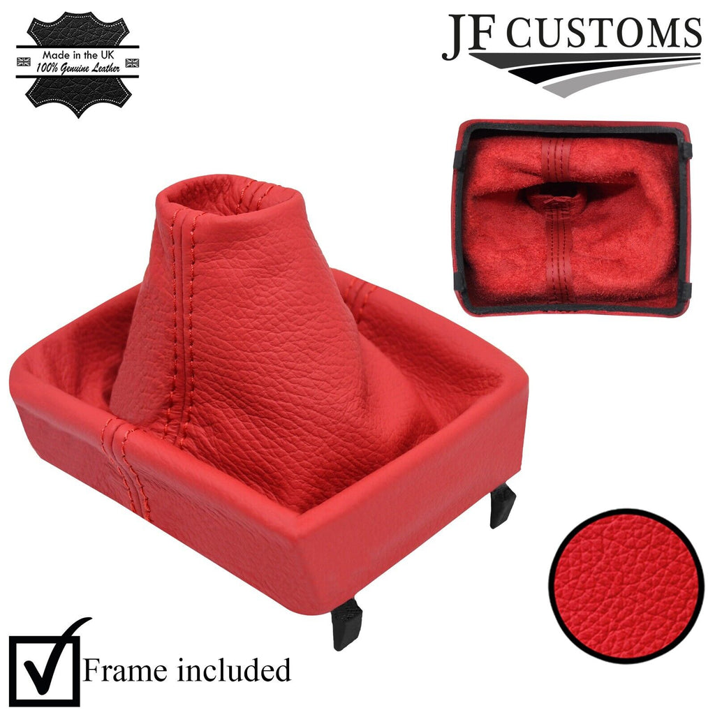 RED LEATHER MANUAL GEAR GAITER+FRAME FITS VW POLO 9N MK4 2005-2009 CUSTOM NEW