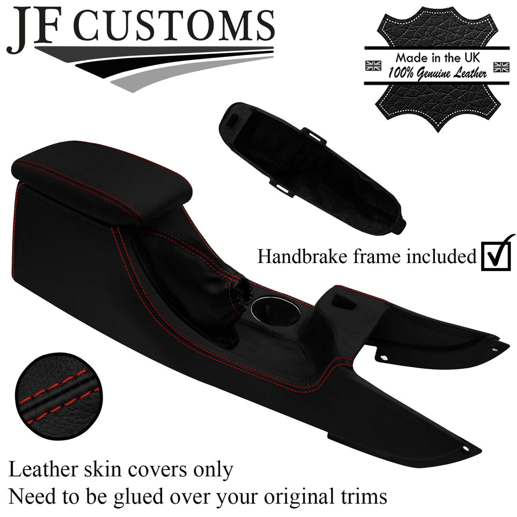 D RED STITCH LEATHER HANDBRAKE + FRAME + CONSOLE COVERS FOR JAGUAR X-TYPE 01-09