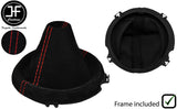RED STITCH SUEDE MANUAL GEAR GAITER+PLASTIC FRAME FOR AUDI TT MK2 06-14