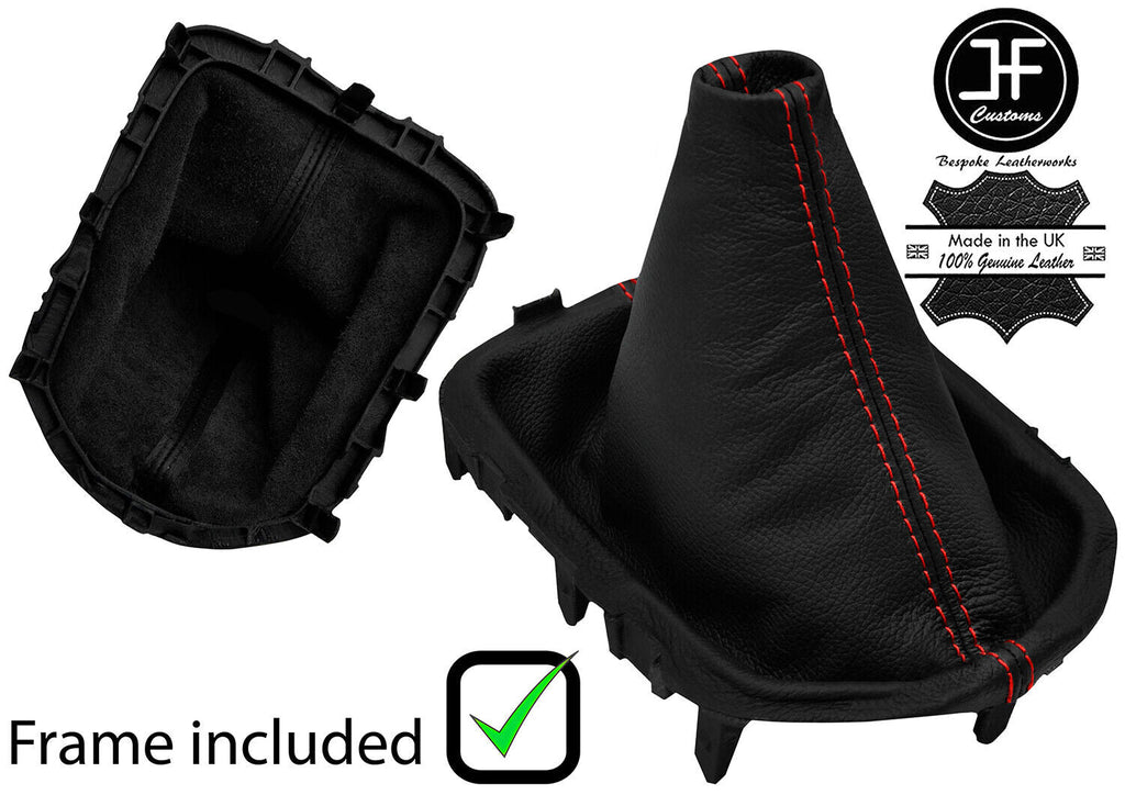 RED STITCH LEATHER MANUAL GEAR GAITER + PLASTIC FRAME FOR TOYOTA HILUX 16-19