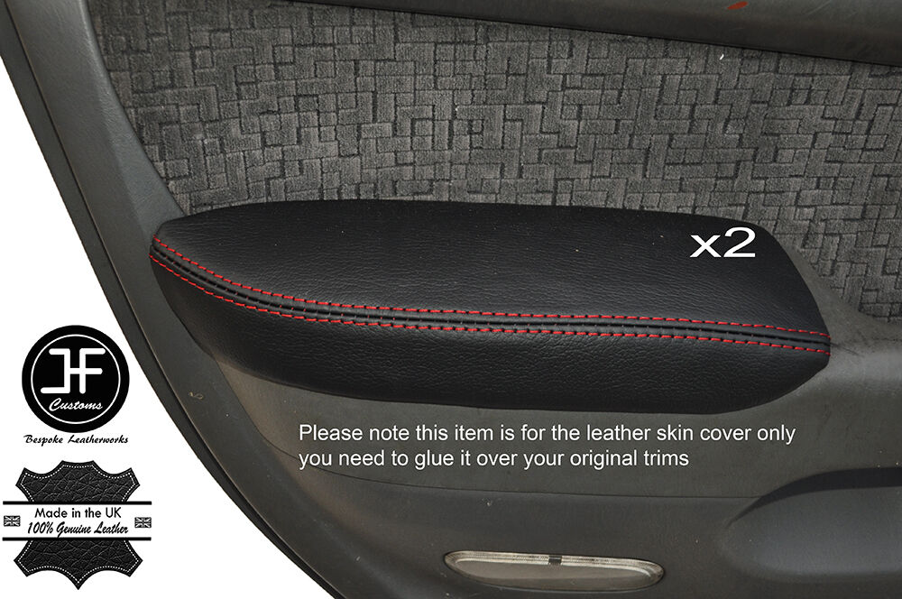 RED STITCH 2X REAR DOOR ARMREST LEATHER COVER FITS TOYOTA LAND CRUISER J120