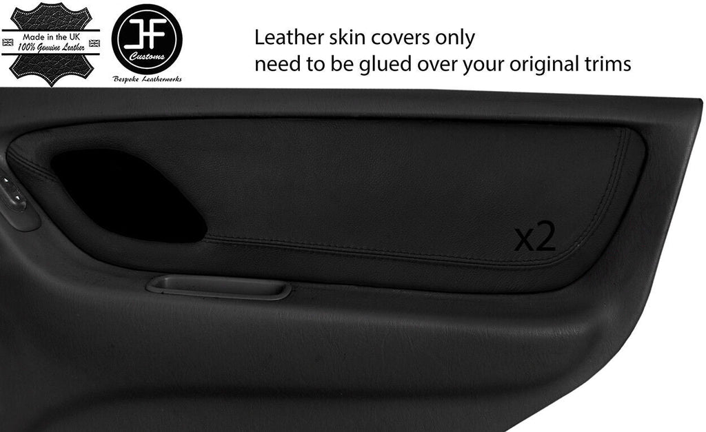 BLACK REAL LEATHER 2X REAR DOOR CARD TRIM COVERS FITS MAZDA TRIBUTE 2001-2007