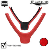 RED LEATHER STEERING WHEEL LOWER TRIM COVER+FRAME FOR PORSCHE 911 997 987