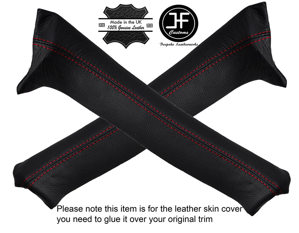 RED STICH 2X DOOR B PILLAR TRIM LEATHER COVERS FITS DELOREAN DMC-12 1981-1983