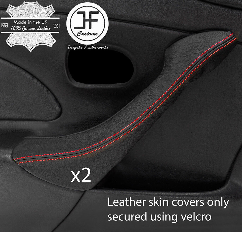 RED STITCH 2X DOOR HANDLE LEATHER COVER FITS MAZDA MX5 MK2 2.5 MIATA 01-05