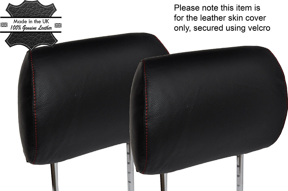 RED STITCHING 2X FRONT HEADREST SKIN COVER FITS MERCEDES ML W163 98-05