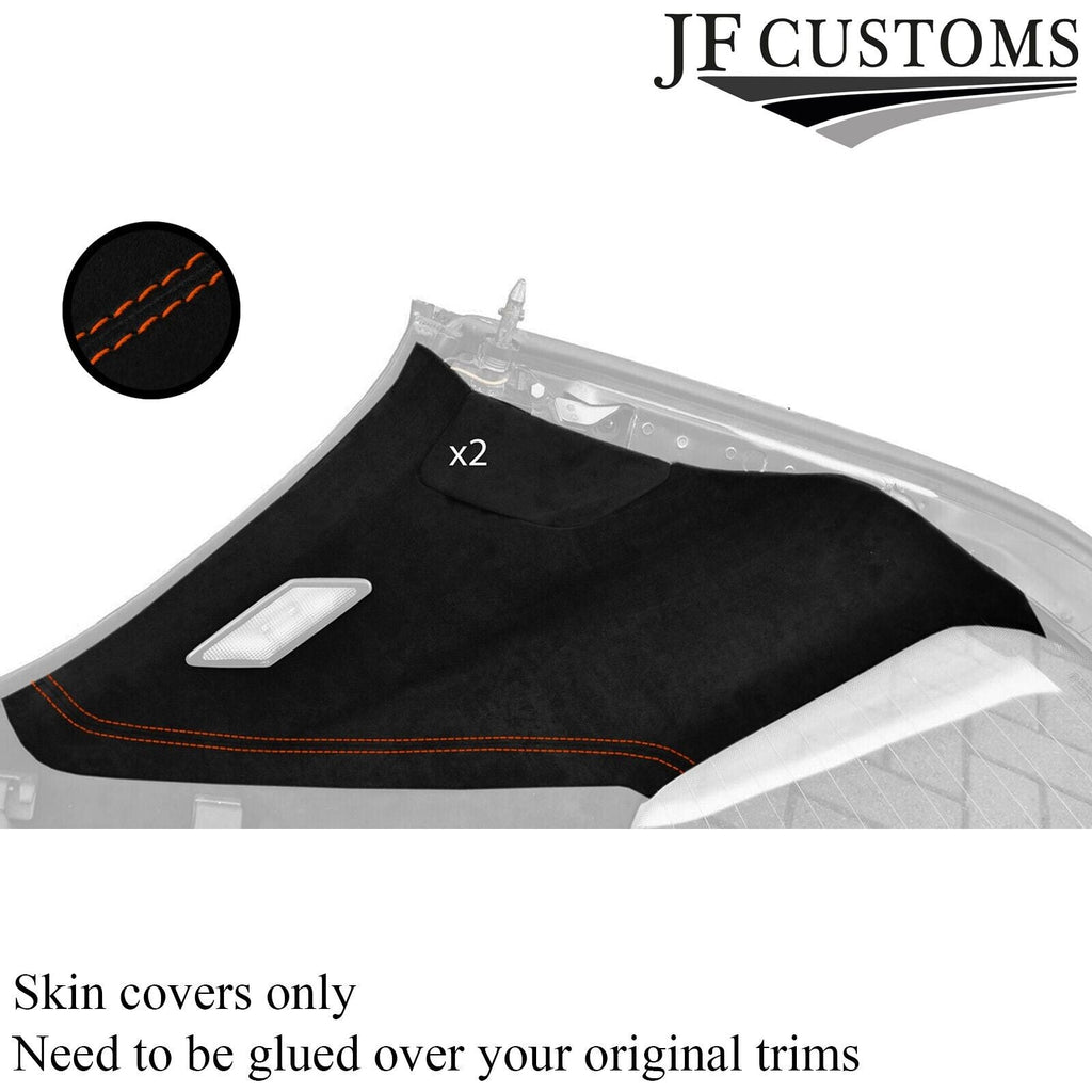 ORANGE STITCH CONVERTIBLE HARDTOP 2X REAR C PILLAR PU SUEDE COVERS FITS BMW E36