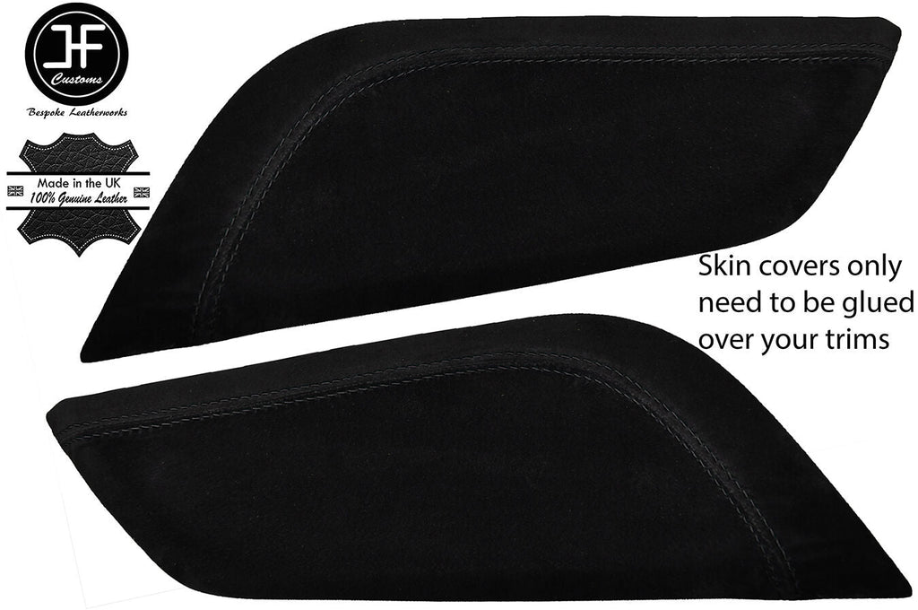BLACK STITCH 2X CENTRE CONSOLE KNEE PADS SUEDE COVERS FITS FORD MUSTANG 15-17