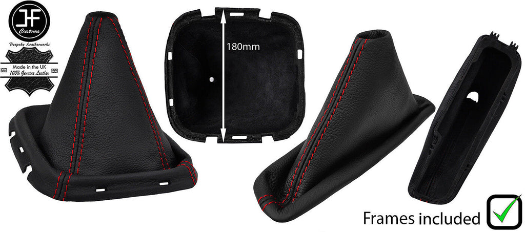 RED STITCH LEATHER GEAR HANDBRAKE WITH PLASTIC FRAME FOR NISSAN NAVARA 05-12