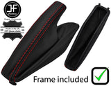 RED STITCH LEATHER HANDBRAKE GAITER+PLASTIC FRAME FITS BMW 5 SERIES E34 87-97