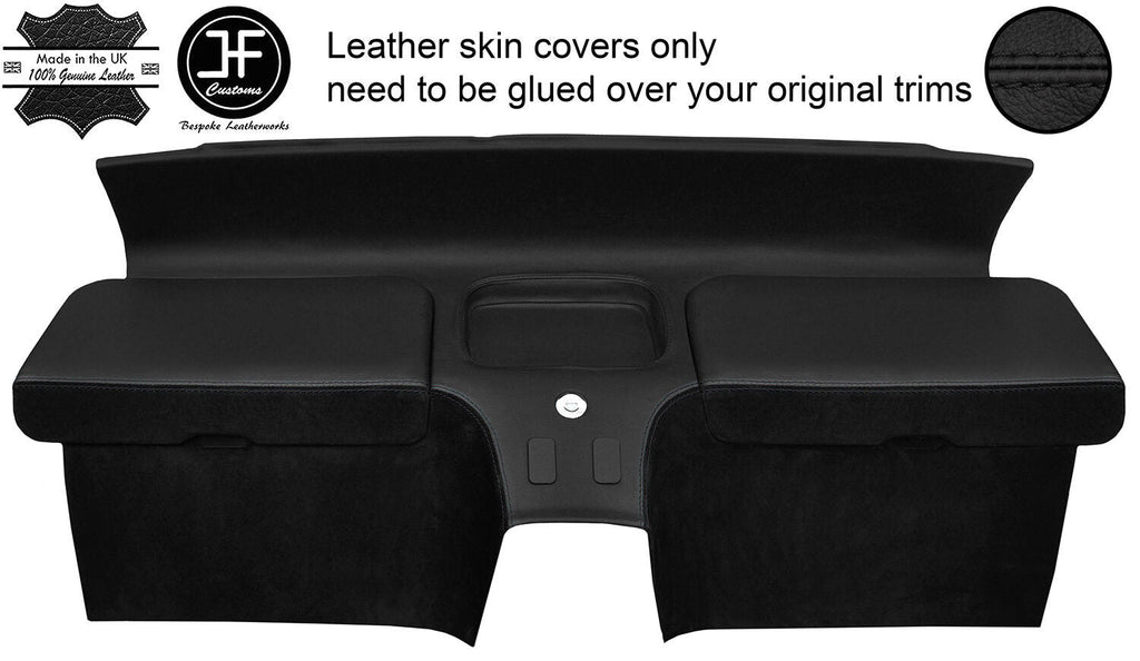 BLACK STITCH REAR STORAGE PANEL LEATHER&SUEDE COVER FOR HONDA CRX DEL SOL 92-97