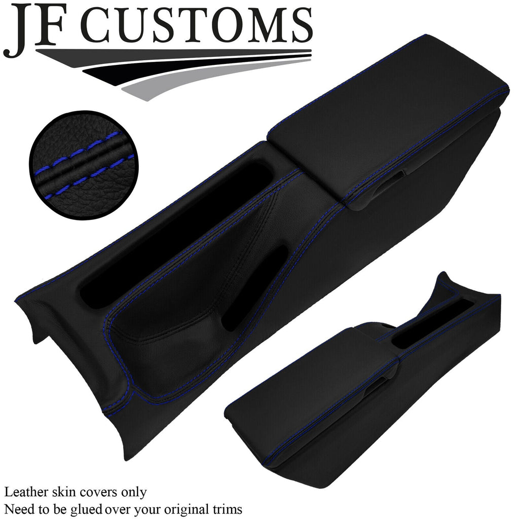 BLUE STITCH LEATHER CENTRE CONSOLE + ARMREST COVERS FITS MERCEDES SLK R170 96-04