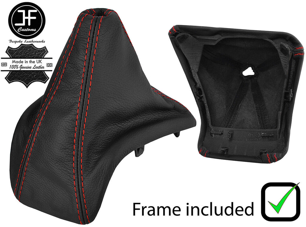 RED STITCH LEATHER GEAR GAITER+PLASTIC FRAME FITS FORD TRANSIT CUSTOM 13-17