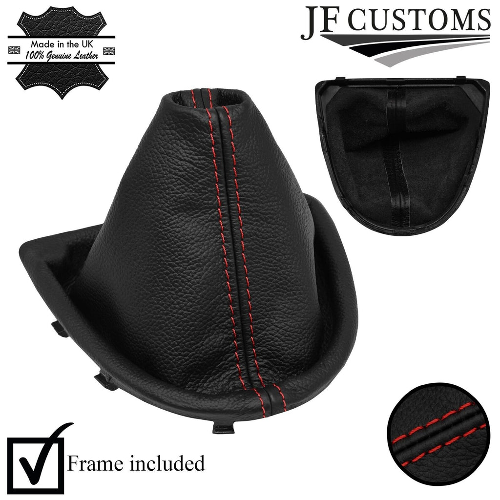 FITS HYUNDAI I10 2013-2021 D RED STITCH LEATHER GEAR GAITER + PLASTIC FRAME