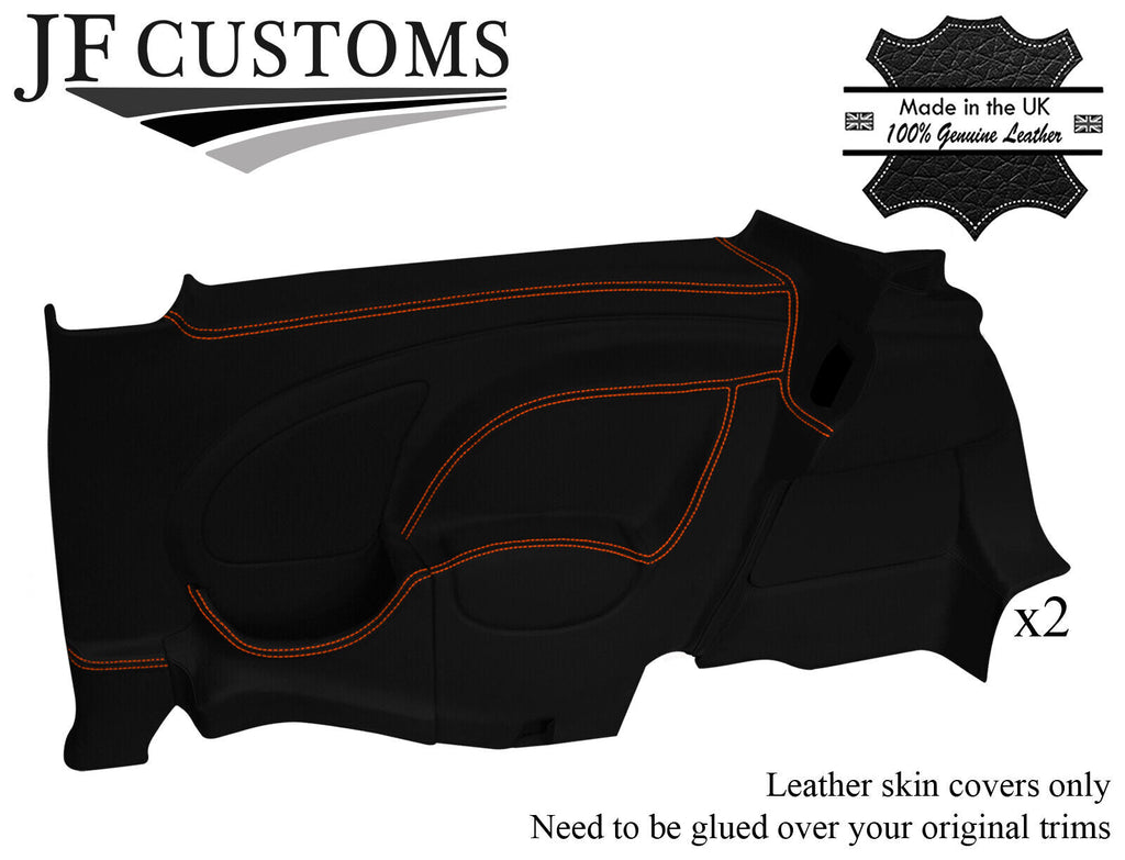 ORANGE STITCH LEATHER 2X REAR DOOR CARD COVERS FOR BMW MINI R50 R52 R53 01-06
