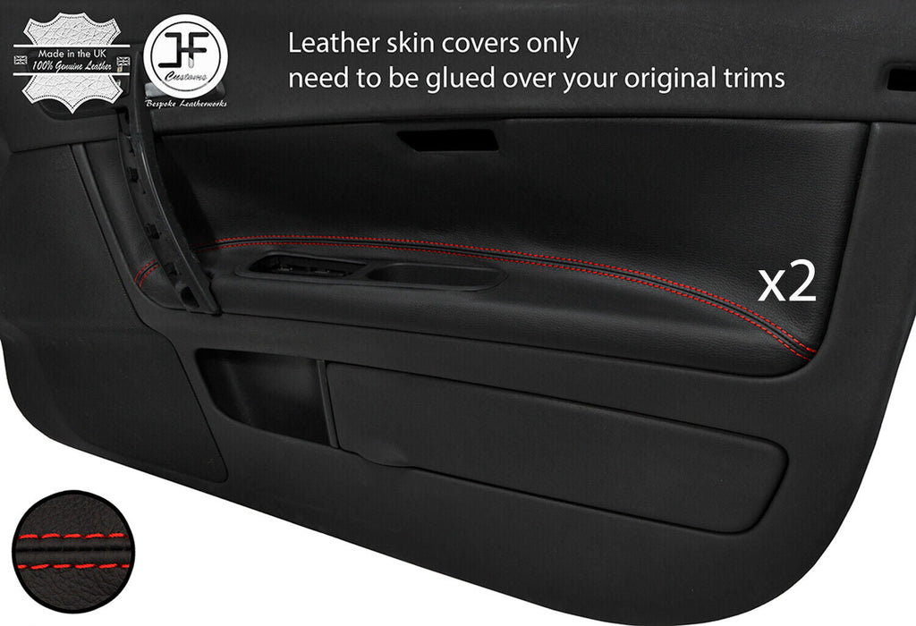 RED STITCH 2X FRONT DOOR CARD TRIM LEATHER COVERS FOR VOLVO C70 06-14 STYLE 2