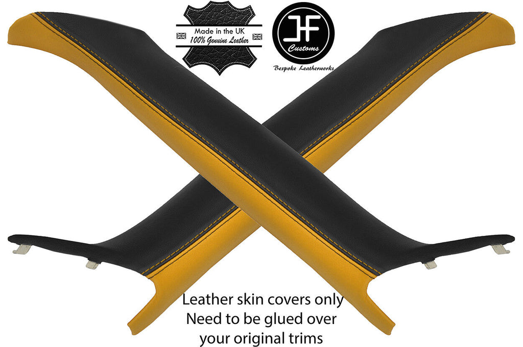 BLACK&YELLOW 2X A PILLAR 2 TONE LEATHER COVER FOR BMW MINI COOPER R50 R53 01-06