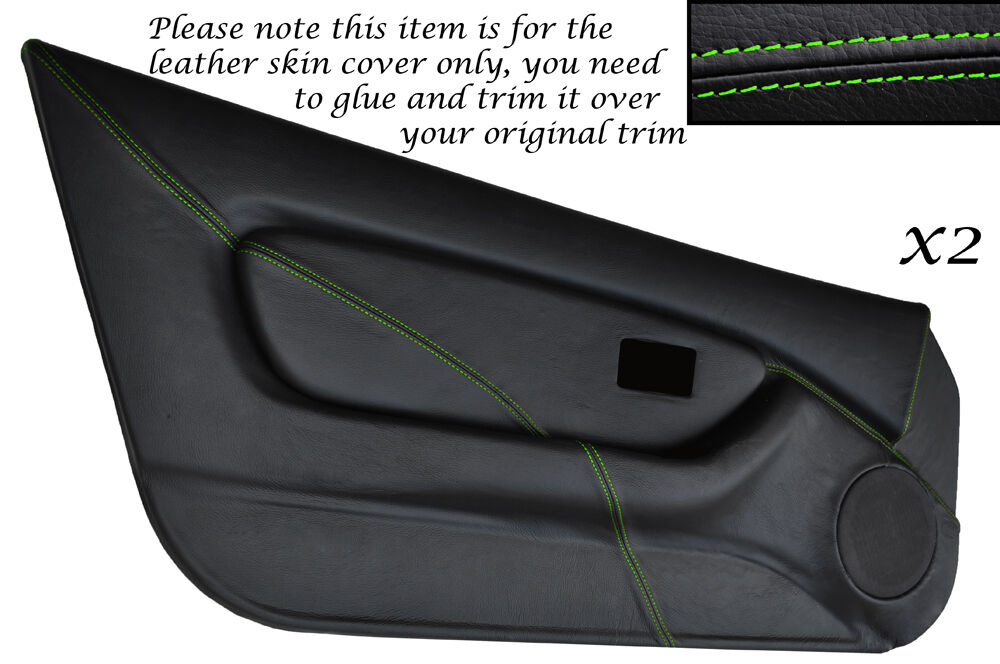 GREEN STITCH 2X FULL DOOR CARD TRIM LEATHER SKIN COVERS FITS MG MGF MK1 95-99