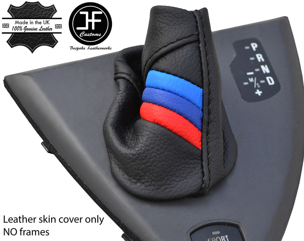 BLACK STITCH TRI STRIPE AUTOMATIC GEAR GAITER FOR BMW 6 SERIES E63 E64 04-06