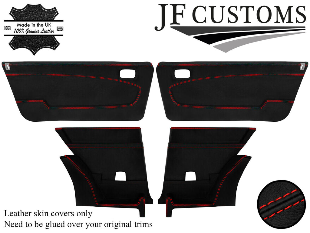 RED STITCH ITALIAN LEATHER 4X DOOR CARD COVER FOR LANCIA BETA VOLUMEX COUPE