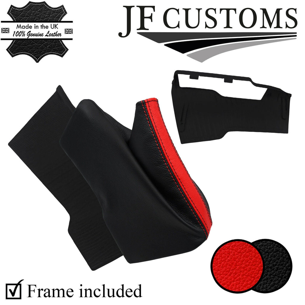 RED STRIPE ITALIAN LEATHER HANDBRAKE GAITER+PLASTIC FRAME FOR TOYOTA GT86 12-19