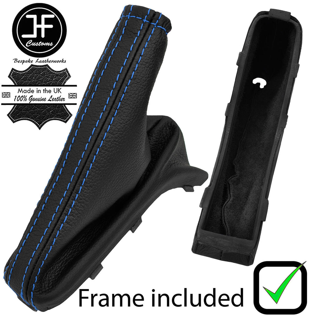 BLUE STITCH LEATHER HANDBRAKE+PLASTIC FRAME FOR VAUXHALL ASTRA G MK4 98-05