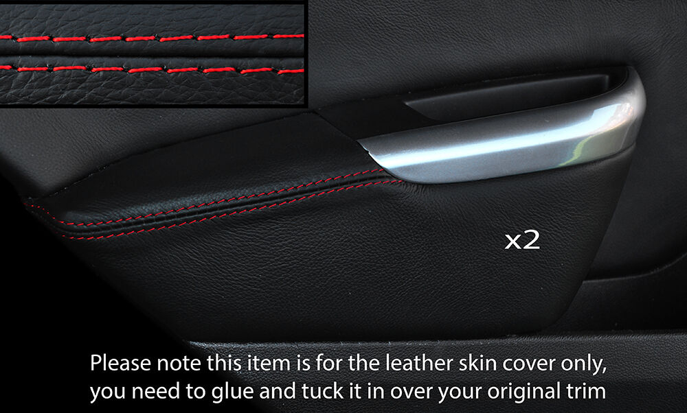 RED STICH 2X REAR DOOR ARMREST COVER FITS VAUXHALL OPEL ASTRA J MK6 09-15 5DR