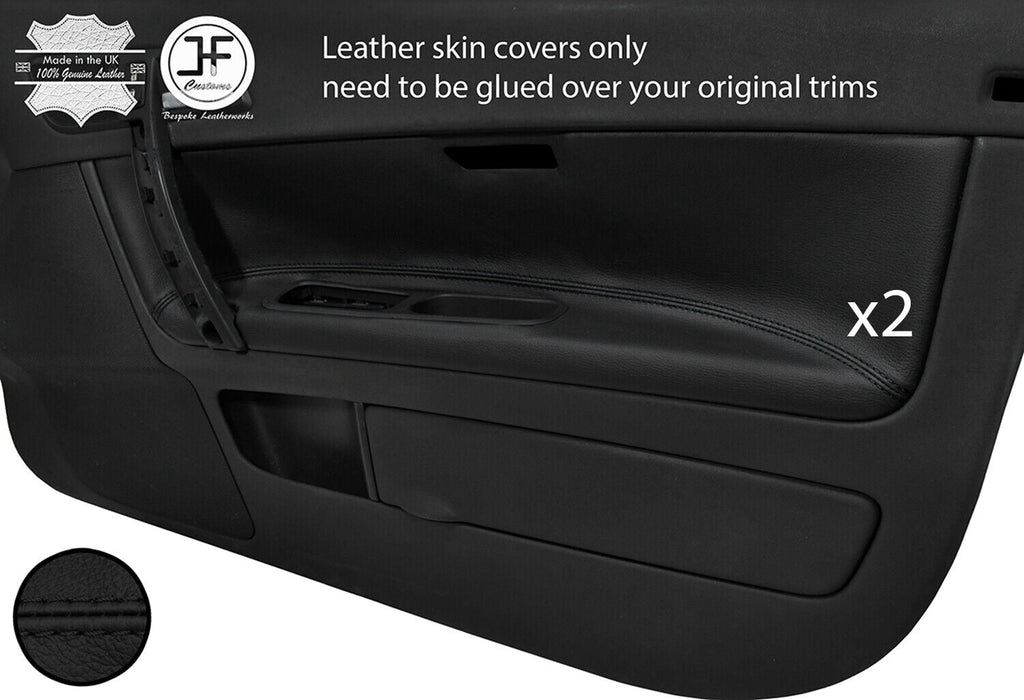 BLACK STITCH 2X FRONT DOOR CARD TRIM LEATHER COVERS FOR VOLVO C70 06-14 STYLE 2