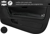BLACK STITCH 2X FRONT DOOR CARD TRIM LEATHER COVERS FOR VOLVO C70 06-14 STYLE 2