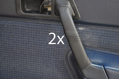 black stitch FITS MERCEDES 190 190E 190D W201 2X DOOR HANDLE LEATHER COVERS