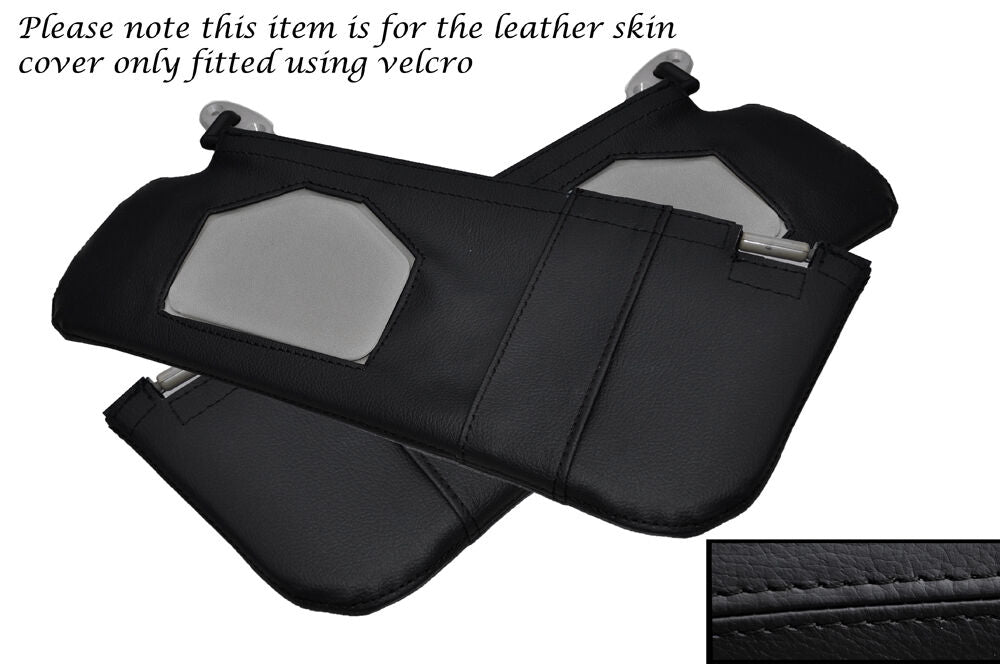 BLACK STITCH 2X SUN VISORS LEATHER SKIN COVERS FITS NISSAN LARGO GRANDAGE