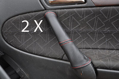 red stitch FITS MERCEDES C CLASS W203 01-07 2X DOOR HANDLE LEATHER COVERS