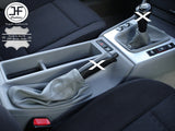 GREY REAL LEATHER FOR BMW 3 SERIES E46 1999-2005 GEAR + HANDBRAKE GAITERS COVERS
