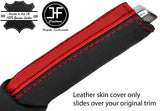 BLACK & RED STRIPE REAL LEATHER HANDBRAKE HANDLE COVER FITS FORD FIESTA 17-19