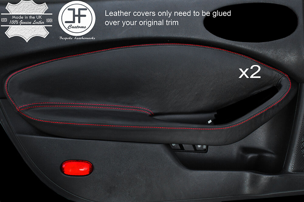 RED STITCHING 2X DOOR CARD TRIM LEATHER COVERS FITS 370Z Z34 2009-2016