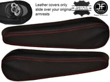 RED STITCHING 2X SEAT ARMREST LEATHER COVERS FITS RENAULT MASTER 2003-2010