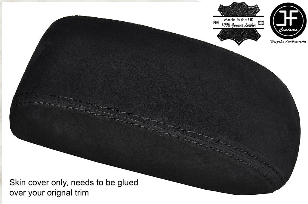BLACK STITCHING REAL SUEDE ARMREST LID COVER FITS LEAF 2010-2017 CUSTOM NEW