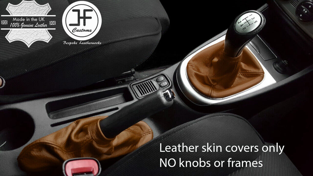 BROWN TOP GRAIN REAL LEATHER GEAR & HANDBRAKE GAITER FITS ALFA ROMEO 147 01-10