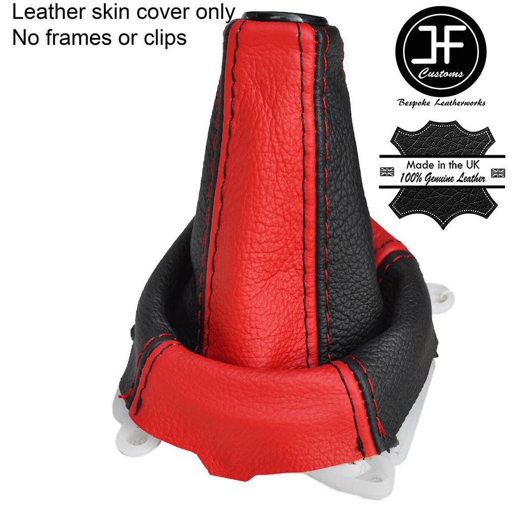 BLACK & RED REAL LEATHER 5 SPEED GEAR GAITER FOR MITSUBISHI LANCER EVO 7 8 9