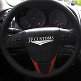FOR MAZDA 6 MK2 08-12 D RED & BLACK LEATHER COVERED STEERING WHEEL TRIM + FRAME