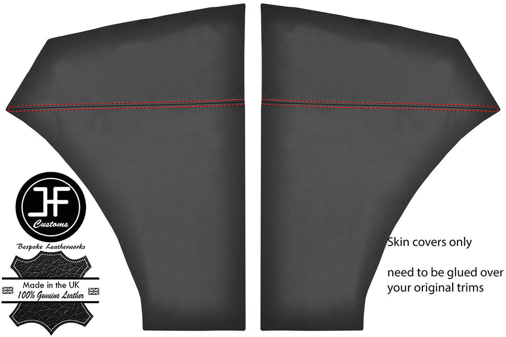 RED STITCH 2X SIDE KICK PANEL LEATHER COVER FOR MORRIS MINOR 1000 CONVERTIBLE