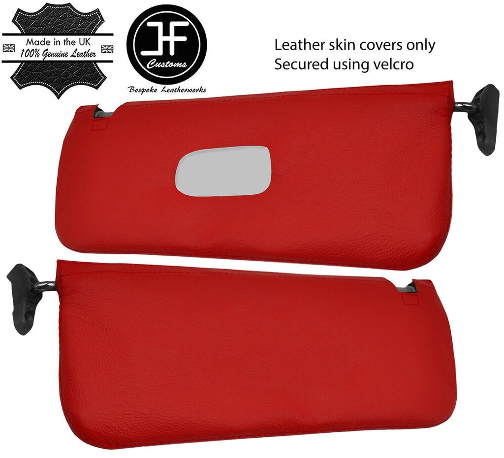 RED REAL LEATHER 2X SUN VISOR COVERS FOR MERCEDES SL C107 R107 1971-1989