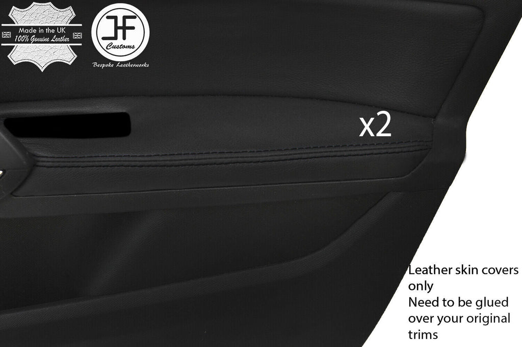 BLACK STITCH 2X FRONT DOOR ARMREST LEATHER COVER FOR PEUGEOT 308 14-18 5 DOOR